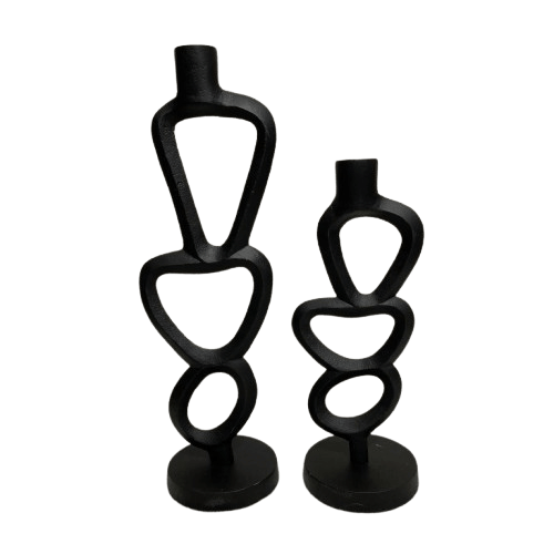 ALUMINIUM TAPER CANDLE HOLDER SET OF 2